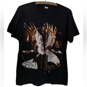 Vintage Black Screen Stars T-Shirt with metallic copper Eagle Las Vegas